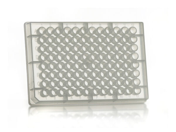 96 Round Well Microplate; 330 ul round wells, V-shaped bottom, clear PP, 100 plates